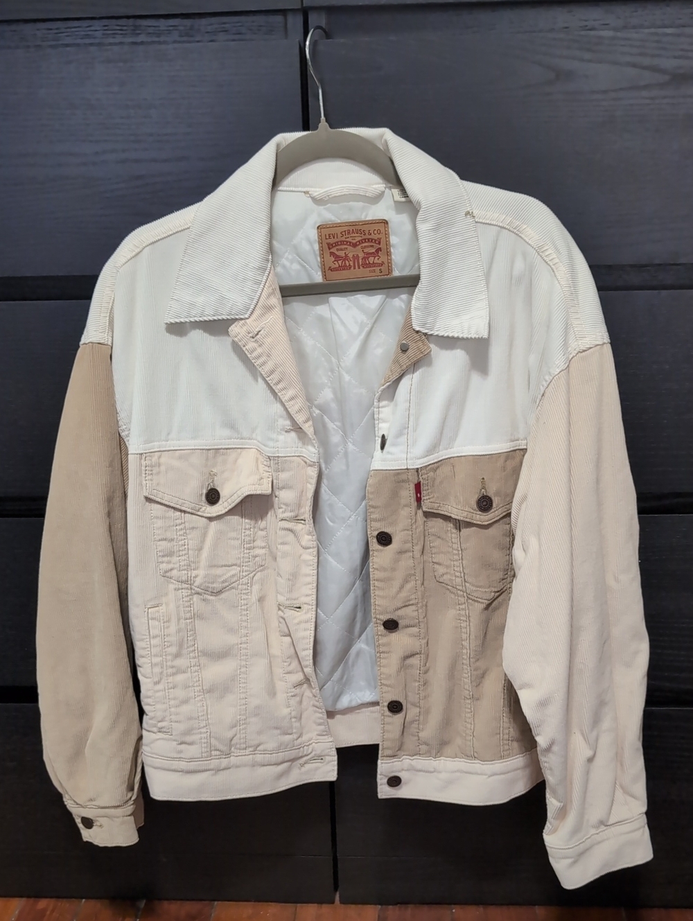 Levi's Two-Tone Cream & Tan Corduroy Bomber Jacket